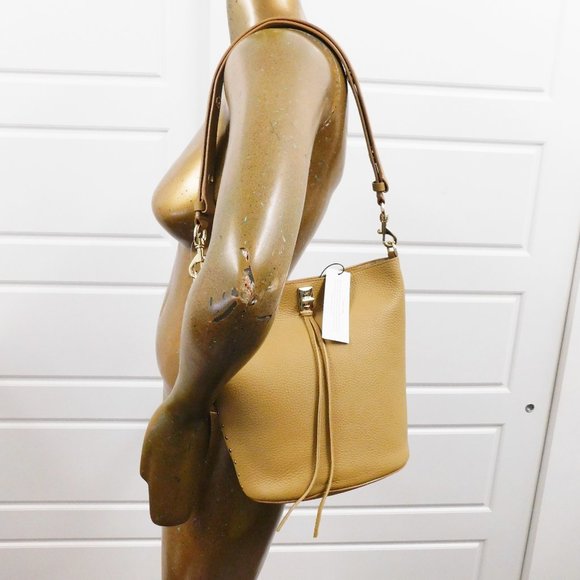 New Rebecca Minkoff Kate Darren Tan leather Bucket Shoulder Bag - Picture 5 of 7